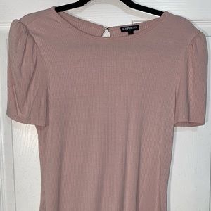Express Size Large Puff Sleeve Light Pink Shirt